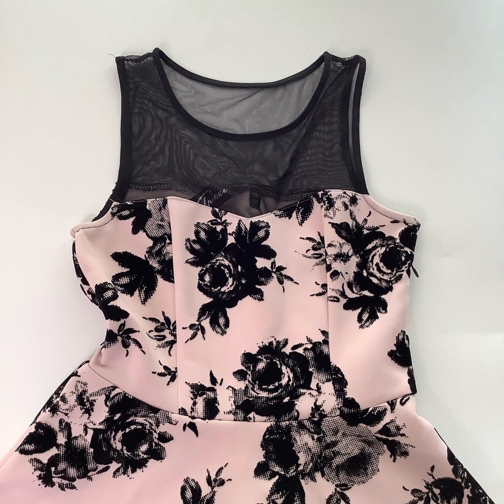 Trixxi Pink Dress Black Floral Print M - Picture 2 of 8
